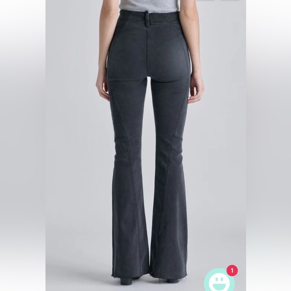 Cello Juniors Sz 3 Black Button Front High Waist Jeans Flare Rough Edge Bottoms - Picture 2 of 16